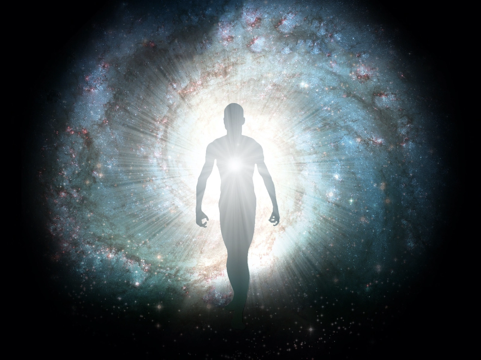 Man emerging from light